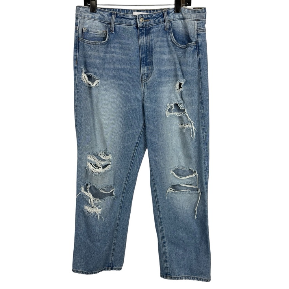 Vervet super high rise distressed cropped straight jeans size 31